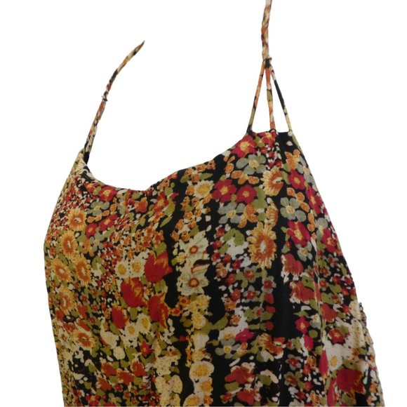 Free People Maxi Dress Tiered Braided Straps Criss Cross Back Attached Waist Tie - Picture 9 of 10